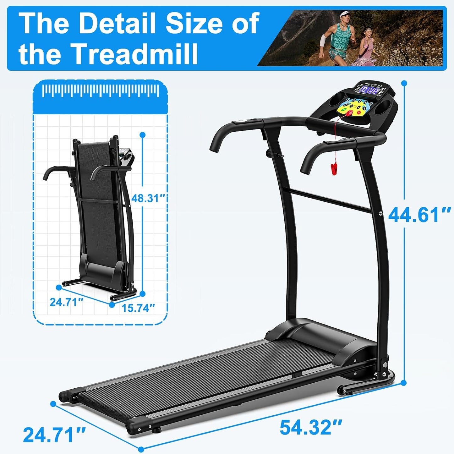 Walking Pad With Handle Bar, Foldable Treadmill 2.5HP Treadmill Under Desk 300 Lbs Capacity 2-in-1 Walking Treadmill Pad With Remote Controller For Home Office