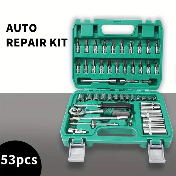 53pcs Set Car Repair Kit Tools, Car Repair Machine Repair Quick Ratchet Wrench, And Car Repair Tools