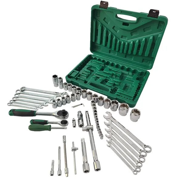 61-Piece Mechanics Tool Set, Socket Tool Set - Including Ratchet Set Metric Drive Socket Wrenches Set, For Auto Repair Machine Repair