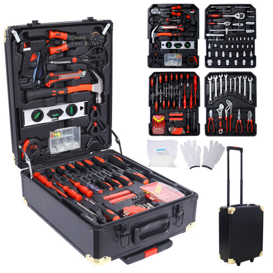 969 Piece Men's Home Repair Tool Set, Tool Box Organizer With 4 Drawers, Universal Household Tool Set With Rolling Tool Box