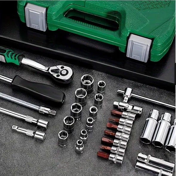 53pcs Set Car Repair Kit Tools, Car Repair Machine Repair Quick Ratchet Wrench, And Car Repair Tools