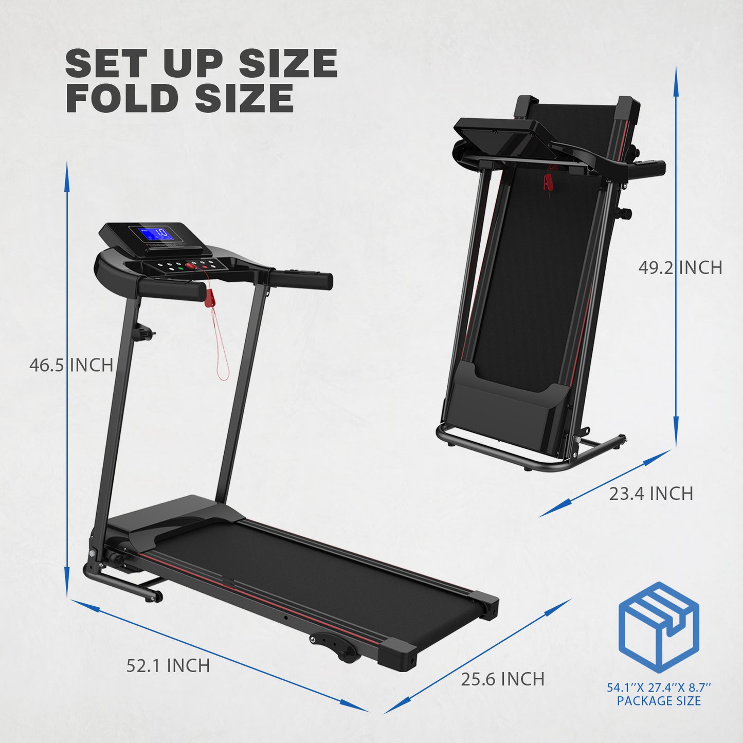 With Tilt Electric Treadmill, Foldable Treadmill Exercise Walking Machine, Suitable For Apartment Home Office Jogging Compact Folding Treadmill, Walking Pad, Easy Assembly, 12 Preset Programs, 2 Wheel