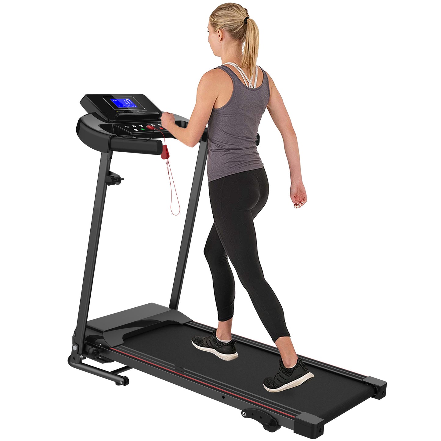 With Tilt Electric Treadmill, Foldable Treadmill Exercise Walking Machine, Suitable For Apartment Home Office Jogging Compact Folding Treadmill, Walking Pad, Easy Assembly, 12 Preset Programs, 2 Wheel